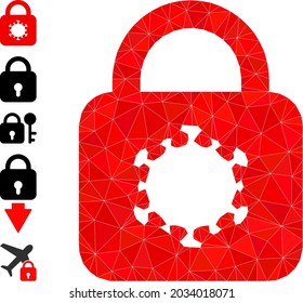 Triangle virus lock polygonal icon illustration, and similar icons. Virus Lock is filled with triangles. Lowpoly virus lock constructed from randomized filled triangles.