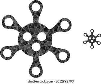 Triangle virus polygonal symbol illustration. Virus lowpoly icon is filled with triangles. Flat filled geometric mesh symbol based on virus icon.