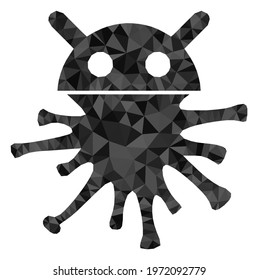 Triangle virus robot polygonal symbol illustration. Virus Robot lowpoly icon is filled with triangles. Flat filled geometric mesh symbol based on virus robot icon.