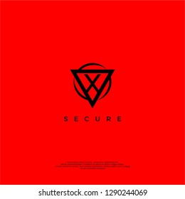 triangle virus secure protection x logo letter design concept in red background color