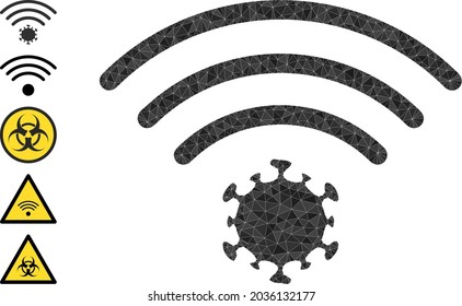 Triangle virus source polygonal icon illustration, and similar icons. Virus Source is filled with triangles. Lowpoly virus source designed from chaotic filled triangles.
