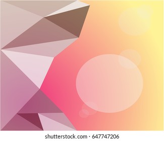 Triangle vs Circle. Pink Yellow Shining colored illustration in a brand-new style. 
pattern for your business and slide design. Low poly crystal background.