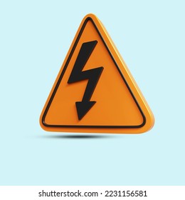 Dreieckswarnzeichen Symbol für Elektroschock Symbol 3D-Darstellung