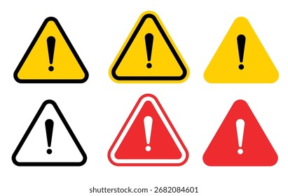 triangle warning icon alert symbol, exclamation mark sign . Caution alarm attention vector icon in Red, yellow and black color.