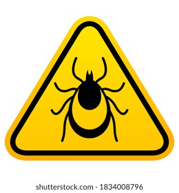 Triangle warning sign beware of ticks, vector illustration