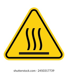 Triangle Warning Sign, Burn Hazard,Yellow Hot Surface Symbol vector illustration isolated on white background. Hot surface warning sign. Yellow triangle background. Perfect for  sticker, label. EPS 10