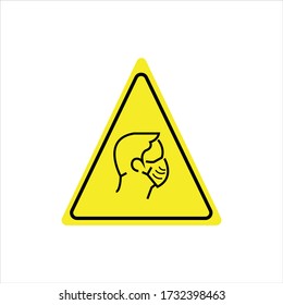 Triangle warning sign for Coronavirus face mask usage. Safety and wearing face mask awareness sign for 2019-ncov. Put on your mask. Good for offices and corporate usage. Urban COVID-19 sign.