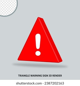 triangle warning sign red white color 3D render