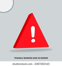 triangle warning sign red white color 3D render