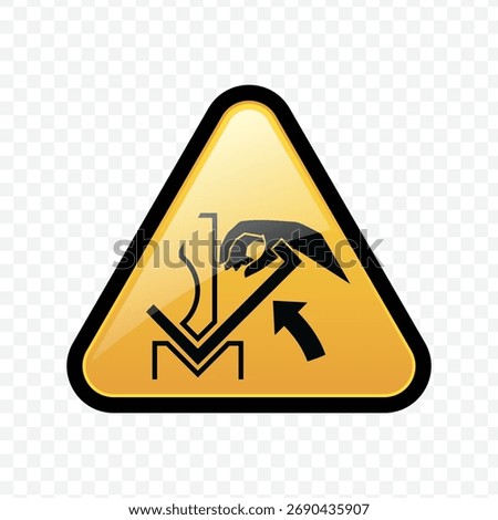 Triangle warning sign showing hand pinch hazard for industrial and workplace safety protection