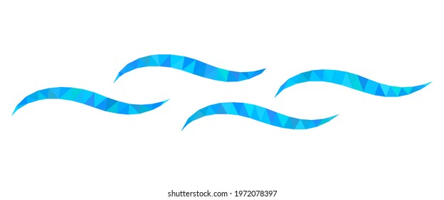 Triangle water surface polygonal symbol illustration. Water Surface lowpoly icon is filled with triangles. Flat filled abstract mesh symbol based on water surface icon.