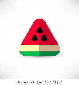 Triangle watermelon icon isolated on white background. Simple shape fruit concept. Vector illustration