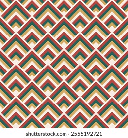 Triangle waves with colors layer on Christmas style, seamless pattern for wrapping paper, wallpaper and printing.