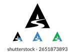 Triangle Winding Road Street River Creek logo design icon vector template illustration