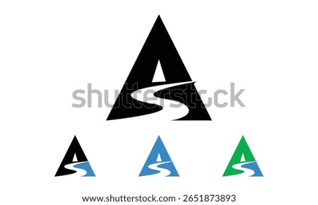 Triangle Winding Road Street River Creek logo design icon vector template illustration