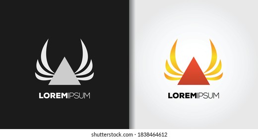 triangle wings logo set idea template vector