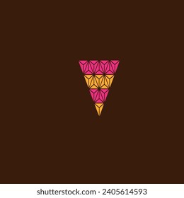 triangle within triangle in pink and orange