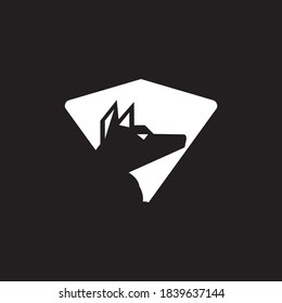 triangle wolf silhouette logo design concept