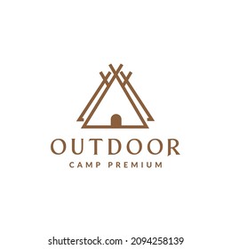 triangle wood logs tent camp logo icon vector graphic design illustration idea