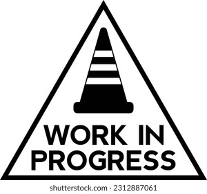 Triangle work in progress single flat line art vector illustration for construction site.