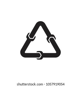 triangle wrench symbol logo vector