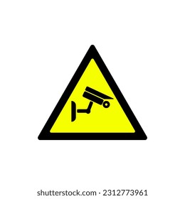 triangle yellow cctv area in operation warning symbol
