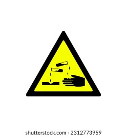 símbolo de advertencia corrosivo de triángulo amarillo