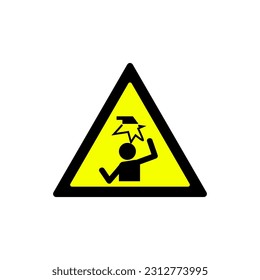 símbolo de advertencia de impacto de cabeza de peligro amarillo triangular