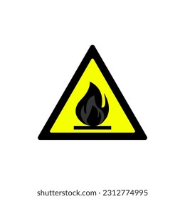 triangle yellow flammable material warning symbol 