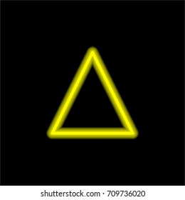 Triangle yellow glowing neon ui ux icon. Glowing sign logo vector