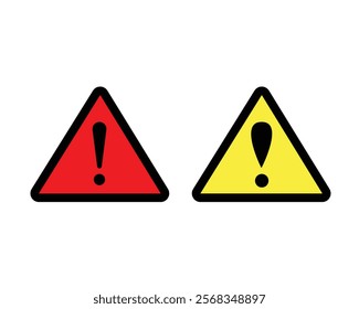 Triangle yellow and red warning mark icon. symbols danger and warning signs vector illustration. (white background)