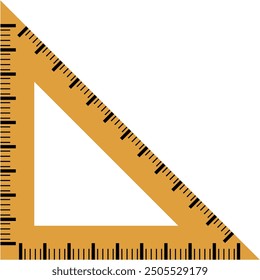 Regla amarilla del triángulo, Ilustración vectorial, aislado en el fondo blanco, elemento de la educación