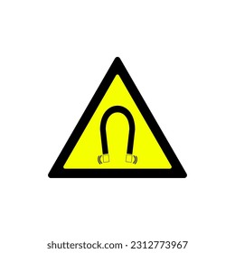 triangle yellow strong magnetic field warning symbol