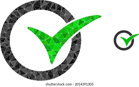 Triangle yes vote polygonal icon illustration. Yes Vote lowpoly icon is filled with triangles. Flat filled geometric mesh image based on yes vote icon.