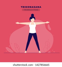 Triangle Yoga Pose Vector Illustration