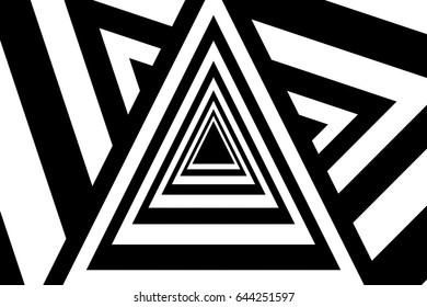 Triangles abstract black and white background