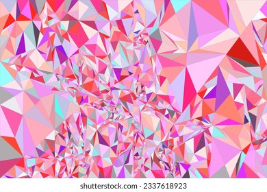 Triángulos abstractos de color rojo geométrico, rosa y naranja. Ilustración vectorial. Diseño computacional de codificación creativa.