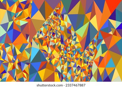 Triangles abstract geometric retro colorful background. Vector illustration. Creative coding computational design.