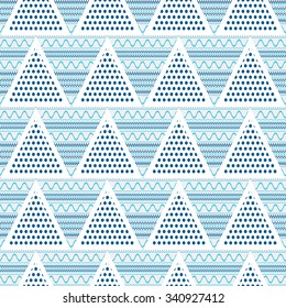 Triangles abstract geometric seamless pattern-vector illustration. Wavy lines in the triangle.