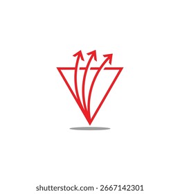 triângulos abstrato v seta acima vermelho swoosh logotipo vetor 