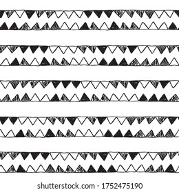 Triangles abstract vector hand drawn seamless pattern