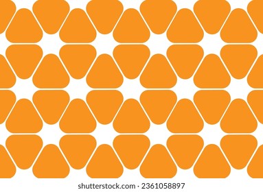 The triangles are aligned to form an orange flesh used as a backdrop Tile floor wall ceiling clothes wallpaper pattern on the table soles shoes socks hats bracelets bags ties gloves