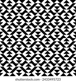 Triangles, arrows, figures seamless pattern. Ethnic ornate. Geometric image. Folk ornament. Tribal wallpaper. Geometrical background. Retro motif. Ethnical textile print. Abstract image. Vector art.