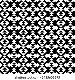 Triangles, arrows, figures seamless pattern. Geometric image. Ethnic ornate. Folk ornament. Tribal wallpaper. Geometrical background. Retro motif. Ethnical textile print. Abstract image. Vector art.