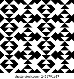 Triangles, arrows, figures seamless pattern. Geometric image. Ethnic ornate. Tribal wallpaper. Folk ornament. Geometrical background. Retro motif. Ethnical textile print. Abstract image. Vector art