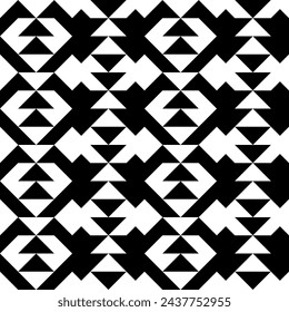 Triangles, arrows, figures seamless pattern. Geometric image. Ethnic ornate. Folk ornament. Tribal wallpaper. Geometrical background. Retro motif. Ethnical textile print. Abstract image. Vector art