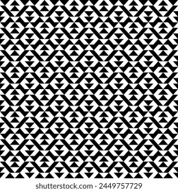 Triangles, arrows, figures seamless pattern. Geometric image. Tribal wallpaper. Folk ornament. Ethnic ornate. Retro motif. Ethnical textile print. Geometrical background. Abstract image. Vector art.