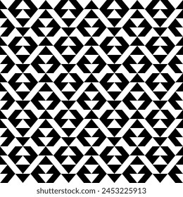 Triangles, arrows, figures seamless pattern. Geometric image. Tribal wallpaper. Folk ornament. Ethnic ornate. Geometrical background. Retro motif. Ethnical textile print. Abstract image. Vector art