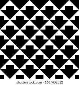 Triangles, arrows seamless pattern. Folk wallpaper. Triangular, arrow shapes ornate. Geometric background. Tribal motif. Ethnic ornament. Textile print, geometry abstract. Geometrical image. Vector.