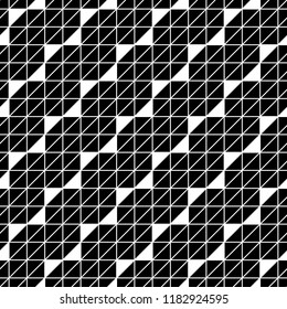 Triangles backdrop. Triangular blocks wallpaper. Mosaics motif. Geometrical figures background. Triangle shapes ornament. Digital paper, page fills, web design, polygons abstract. Seamless pattern